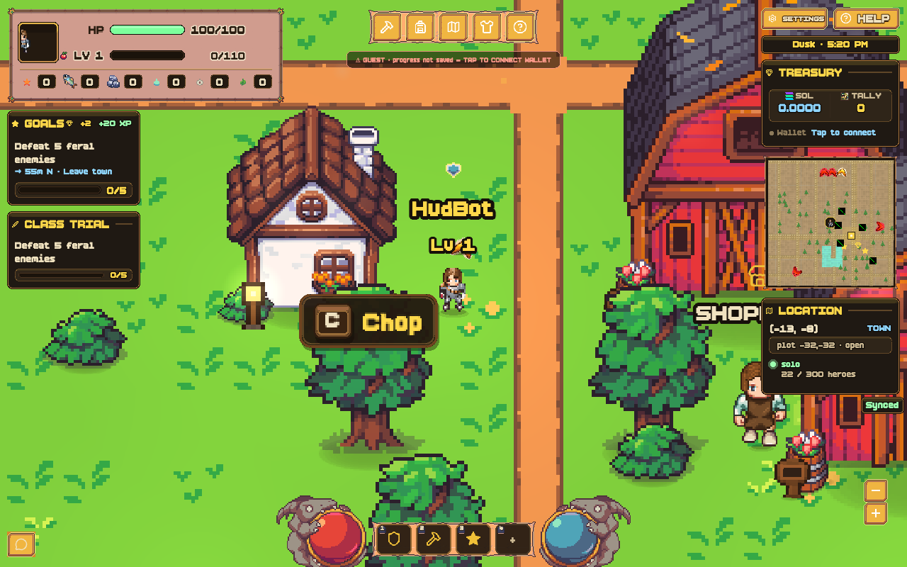 Sage the Elder area with the GOALS card and waypoint hint