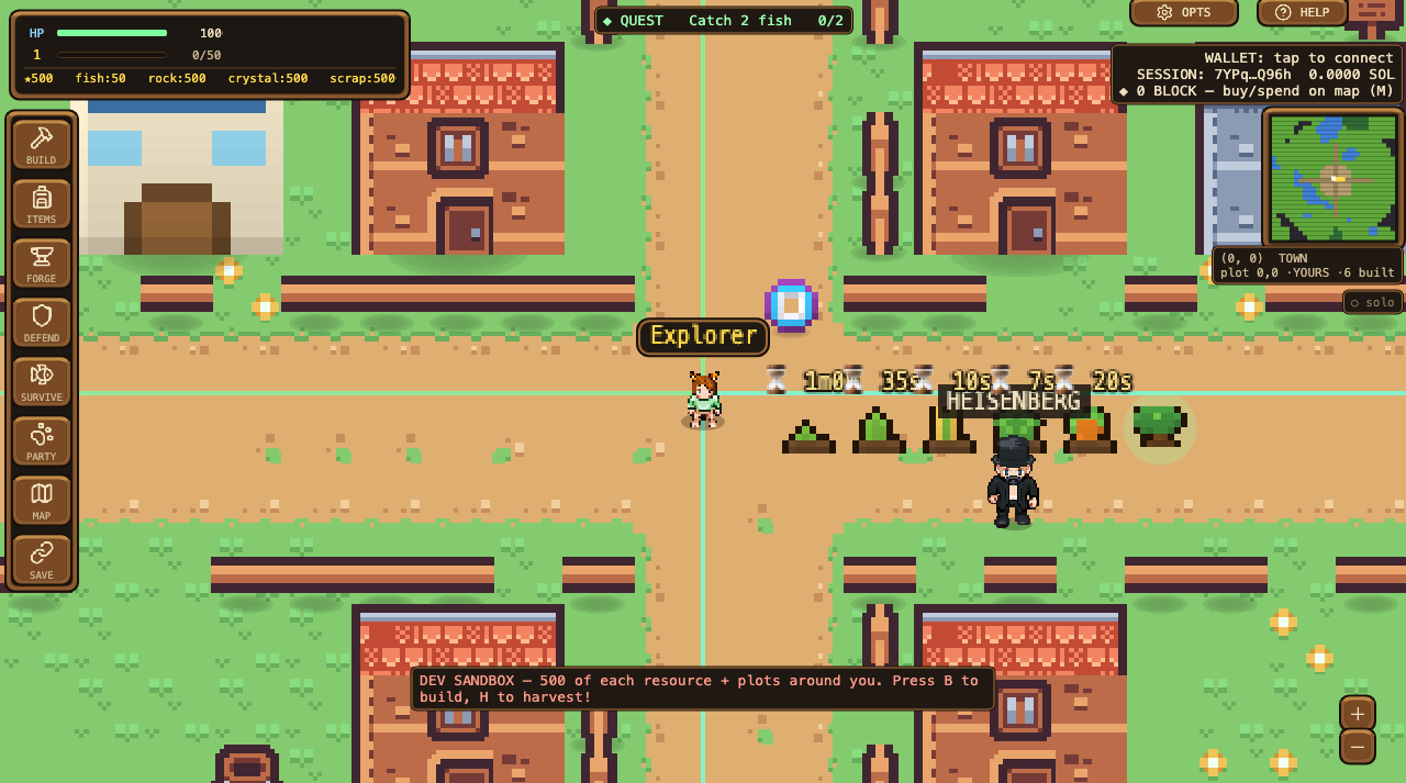 TallyWorld overworld gameplay with HUD and minimap